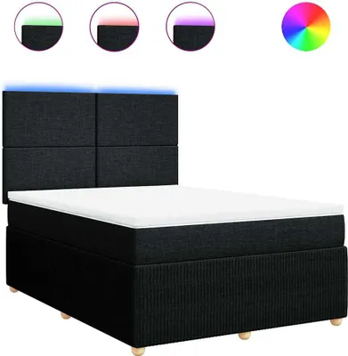 Produktbild von vidaXL Boxspringbett mit Matratze Schwarz 140x200 cm Stoff