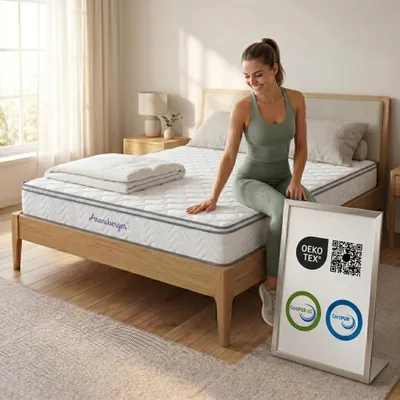 Produktbild von VIKTORIA Taschen Federkernmatratze 140x200 cm - Integrierter Topper; 25cm Höhe; H4, H3, H2 Misch-Härtegrad; 7 Zonen Matratze - Taschenfederkernmatratze mit hoher Punktelastizität