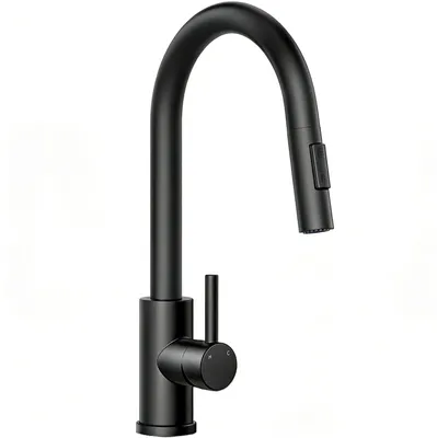 Produktbild von AICA Hochdruck Edelstahl Mischbatterie Ausziehbar Wasserhahn Küche Küchenarmatur Schwarz Matt