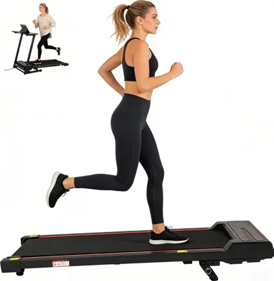 Image de Tapis de course avec inclinaison réglable, 1-6 km/h, tapis de course portable 2 en 1 avec télécommande, machine de marche et de jogging avec écran LED,