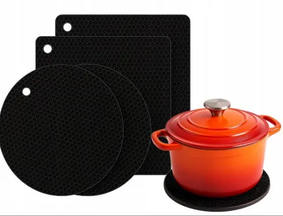 Produktbild von Silikon-Untersetzer Set 4 Stück – Hitzebeständig, 2 Rund + 2 Quadratisch