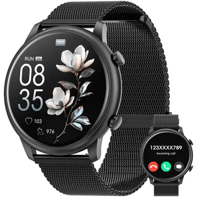Produktbild von Smartwatch Damen Herren Touchscreen Smart Watch mit Bluetooth Anrufe Uhr Damen Herren mit 140+ Sportmodi SpO2 Pulsuhr Schlafmonitor Armbanduhr für iOS