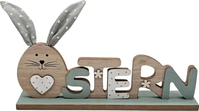 Produktbild von Bambelaa! Osterhase Deko Aufsteller Ostern Schriftzug Zum Hinstellen Holzdeko Osterdekoration Frühling Dekofigur 26 cm Grün