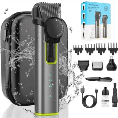 Produktbild von 4-in-1 Barttrimmer für Herren + Reisetasche Haarschneider Barttrimmer Nasenhaartrimmer Körperrasierer – Multigroomer – Die besten Geschenke für Männer