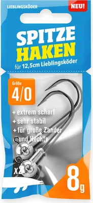 Produktbild von Lieblingsköder Spitze Haken Gr. 4/0 Jigköpfe - 2 Jighaken, Gewicht:8g