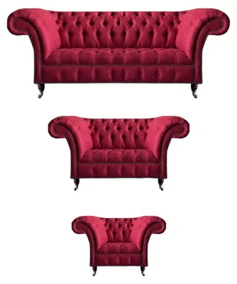 Zdjęcie produktu dla Szlachetny różowy zestaw Chesterfield do salonu designerskie kanapy tekstylne