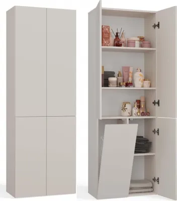 Produktbild von BDW Badezimmerschrank, Wäschekorb, 4 Türen 174x60x30cm, Kaschmir