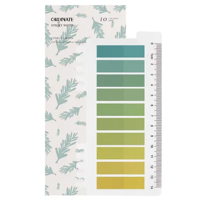 Produktbild von Ordinate-Citrus Green 200 Stück Sticky Notes, Transparent Haftnotizen zum Markieren, Haftstreifen, Seitenmarkieren, Ästhetischer Haftnotizzettel