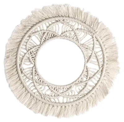 Produktbild von Runder Handgewebter Wandteppich Aus Baumwolle 13,4 Zoll Minimalistische WandNachbildungation Für Wohnzimmer Schlafzimmer Boho Stil InnenraumNachbildung
