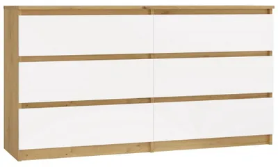 Zdjęcie produktu dla Szeroka komoda szufladowa TAAVI - dąb rzemieślniczy / biały