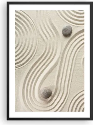 Produktbild von Gerahmtes Poster - Schwarzer Rahmen - Steine Figuren Sand - 50x70 cm - Wand Bild - Wanddeko - Wandbilder - Kunstposter - Wandposter - Bilderrahmen - Bilder - Kunstdruck - P2BPA50x70-5127