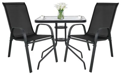 Produktbild von VALORA ISLAND quadratischer Tisch 60 cm + 2x SOFIA Stuhl schwarz
