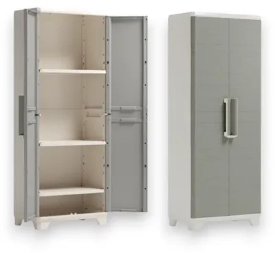 Image de Keter Linear Wood outdoor 2 portes verrouillables en résine effet bois avec cadenas