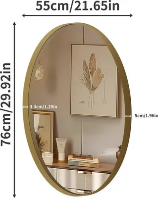 Productafbeelding van Badkamerspiegel - Spiegel - Ovaal - Goud - Metaal Aluminium - Spiegel - Hangspiegel - Wandspiegel - 77x55 cm