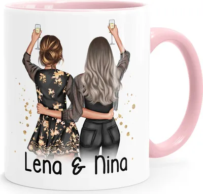 Produktbild von Tasse beste Freundin personalisiert Geschenk beste Schwester Mama Freundschaft Best Friends BFF SpecialMe® rosa Keramik-Tasse