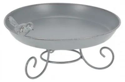 Image de Mangeoire ou bain d'oiseau à poser en métal gris