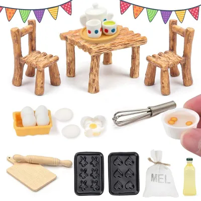 Zdjęcie produktu dla Miniaturowa kuchnia do domku dla lalek, 9 centymetrów, wykonana z tworzywa sztucznego, dekoracja świąteczna