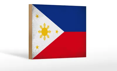 Produktbild von Holzschild Flagge Philippinen 18x12 cm Philippines Vintage Dekoration