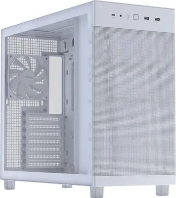 Obrázok produktu pre ASUS PRIME AP303 TG White, Midi Tower, PC, Biela, micro ATX, Mini-ITX, ATX, Kov, Hranie