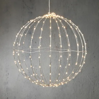 Produktbild von Luca Lighting Kugel Weihnachtsbeleuchtung mit 260 classic-weißen LED-Lämpchen - Ø40 cm - Silber