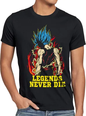 Produktbild von Legends Never Die - Goku Blue God Modus Herren T-Shirt Anime Sayajin Son Krieger Schwarz, Größe:5XL, Farbe:Schwarz