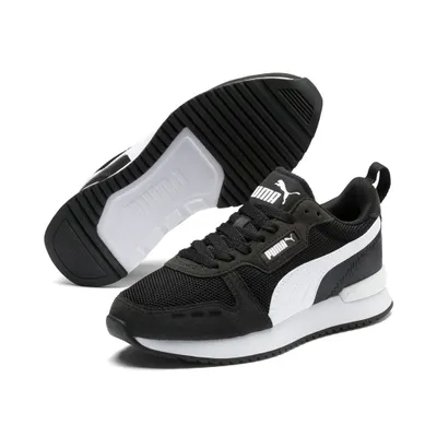 Produktbild von PUMA R78 Jr Sneaker, Damen Kinder, Unisex Low Top, Schwarz Weiß, Synthetik Mesh Gummi Textil, UK 5.5 / EUR 38.5 / 24.5 cm, 70er Jahre Stil