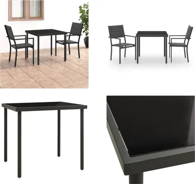 Image de vidaXL Ensemble de jardin 3 pièces acier - Ensemble de meubles de jardin - Table Et Chaises De Jardin