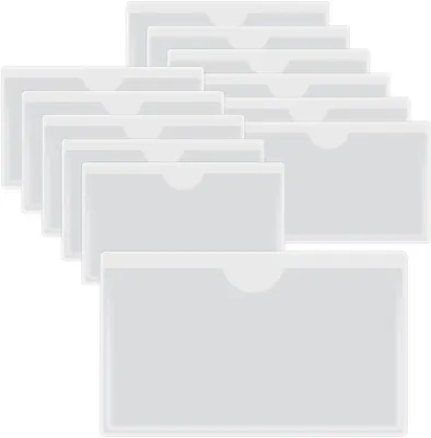 Imagen del producto de Soportes para tarjetas de visita autoadhesivos, 12 unidades, 9x5 cm, transparentes, para oficina y escuela