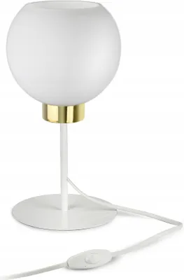 Produktbild von LUXOLAR Led Tischleuchte Weiß - Glas Schreibtischlampe E27, 60W - Nachtlampe für Schlafzimmer, Weiß Glas Kugel 14cm