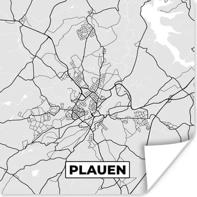Produktbild von MuchoWow® Poster Karte - Stadtplan - Deutschland - Plauen - Karte 100x100 cm - Babyzimmer