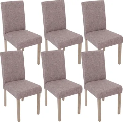 Immagine prodotto di Set di 6 sedie da sala da pranzo classiche e intramontabili | A x L x P 90 x 43 x 56 cm | Altezza seduta 45 cm | Sedia da cucina | Tessuto | Struttura gambe - rovere | Grigio