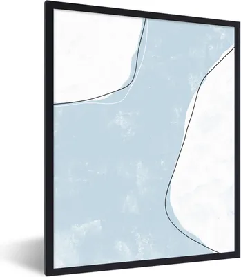 Produktbild von MuchoWow® Gerahmtes Poster Blau - Minimalismus - Abstrakt 30x40 cm - Poster mit Schwarzem Bilderrahmen Wandposter Rahmen Foto Bilder - Wanddeko - Kunstdrucke