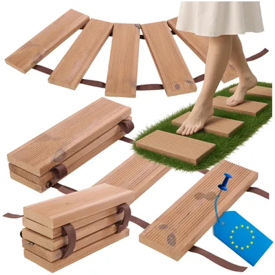 Produktbild von MODO24 Rollweg Holz, Thermokiefer, Gartenweg, Beetroller, Ausrollbar, Wetterfest, Massivholz, Beet, Terrasse, 100x40 cm, Natur, PSTS