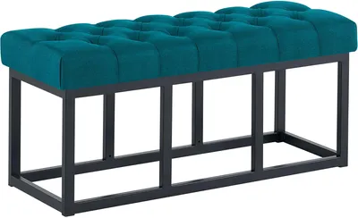 Produktbild von CLP Sitzbank Amun Stoff mit schwarzem Metallgestell blau Größe 100 cm