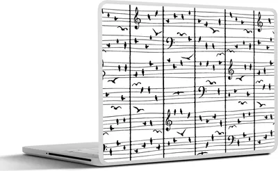 Produktbild von MuchoWow® Laptop Aufkleber Sticker Cover Muster - Vogel - Musik 25x18 cm - Laptop-Deko