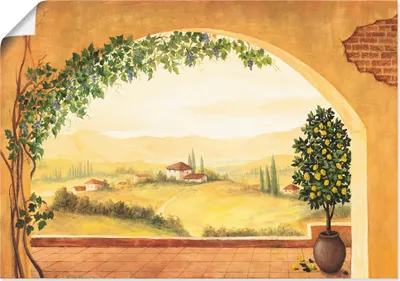 Produktbild von ARTland Poster Weinranken vor der Toskanalandschaft Größe: 100x70 cm