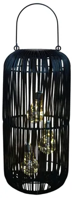 Produktbild von Formano Solarlaterne Außen Garten große Rattan Solar Laterne 3 LED Birnen 45 cm