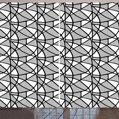 Immagine prodotto di ARANDE Tenda bianca e nera, motivo geometrico con disegno astratto a linee sottili e spesse, 280 x 245 cm, bianco e nero