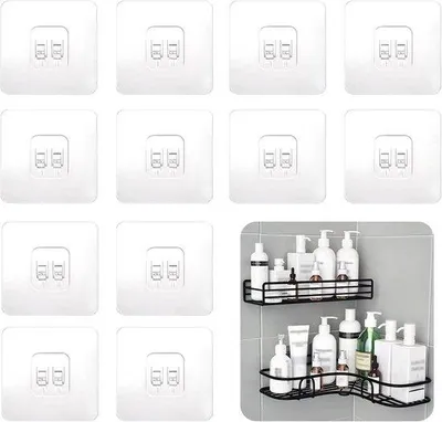 Produktbild von Famanu Selbstklebende Haken für Duschcaddy - Set von 12, transparent, bohrfrei, wasserfest