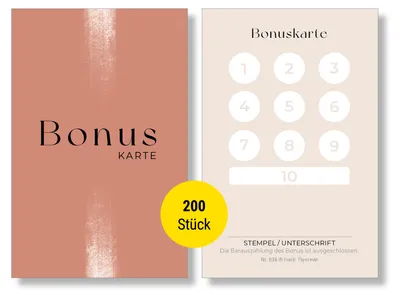 Produktbild von Frank Paperman | 200x Bonuskarte Salon & Studio | 10er Beauty Treuekarten zum Abstempeln | Stempelkarten | Belohnungskarten für Kunden | loyalty card