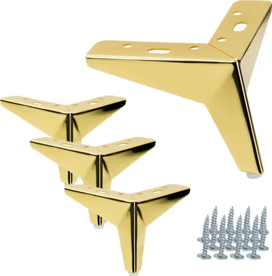 Obrázek produktu pro Nábytková noha model hvězda ve zlatém chromu, výška 10 cm - 4 kusy, s ochrannou vložkou na ochranu podlahy, moderní a elegantní design pro váš domov.