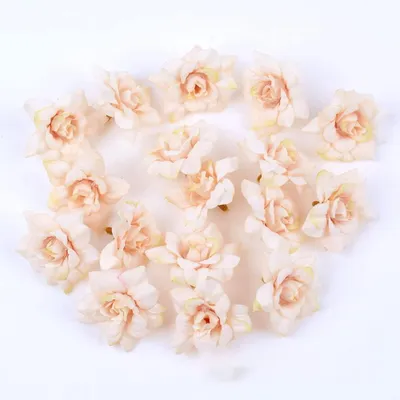 30 Kunstrosen-Blütenköpfe, beige, 4,5 cm, für DIY & Deko