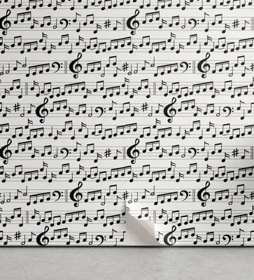 Produktbild von ABAKUHAUS Musik abziehbare & klebbare Tapete für Zuhause, Zusammenfassung Clef Blatt, selbstklebendes Wohnzimmer Küchenakzent, 33 cm x 90 cm, Weiß Schwarz