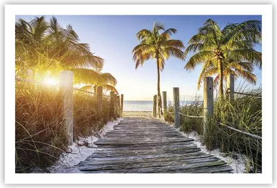 Produktbild von Poster - Poster ohne Rahmen - Strand Palmen Fußgängerbrücke - 91,5x61 cm - Wand Bild - Wanddeko - Wandbilder - Kunstposter - Wandposter - Bilder - Kunstdruck - Wandbild - P2XAA91x61-4171