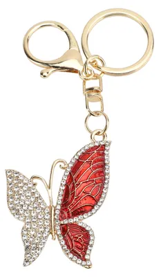 Produktbild von Niedlicher Schlüsselanhänger mit Strasssteinen, tragbarer Handtaschen-Anhänger, Schlüsselanhänger für Damen und Mädchen, Rot