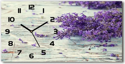 Produktbild von Wanduhr aus Glas – 60x30 cm - Glasbild - Glasuhr - Gehärtetes Glas - schwarze-zeiger - Lavendel