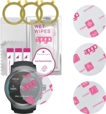 Produktbild von apgo 3 Stück Schutzglas, klar, kompatibel mit LG Watch Sport Smartwatch, Hybrid 8H, Ersatz für Hartglas, Displayschutzglas, Bildschirmschutz, Displayschutz, kratzfest