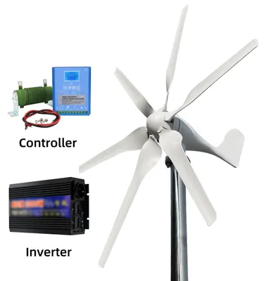 Immagine prodotto di Turbina eolica - Energia sostenibile - Generatore eolico - 6 pale - Potenza: 1000W - Pale in fibra di vetro e basalto - 24V