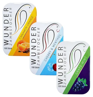 Produktbild von WUNDER Zahnstocher Tasty Pack - 3 Dosen à 100 Stück
