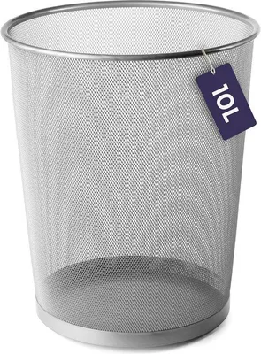 Obrázek produktu pro Stříbrný kovový odpadkový koš 10 l do kanceláře